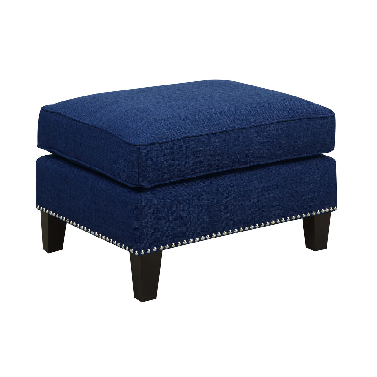 Erica Heirloom Blue Ottoman with Chrome Nails - Ornate Home