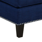 Erica Heirloom Blue Ottoman with Chrome Nails - Ornate Home