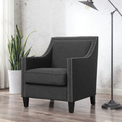 Erica Heirloom Charcoal Chair with Chrome Nails - Ornate Home