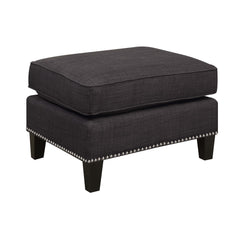 Erica Heirloom Charcoal Ottoman with Chrome Nails - Ornate Home