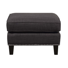 Erica Heirloom Charcoal Ottoman with Chrome Nails - Ornate Home