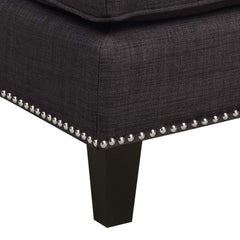 Erica Heirloom Charcoal Ottoman with Chrome Nails - Ornate Home