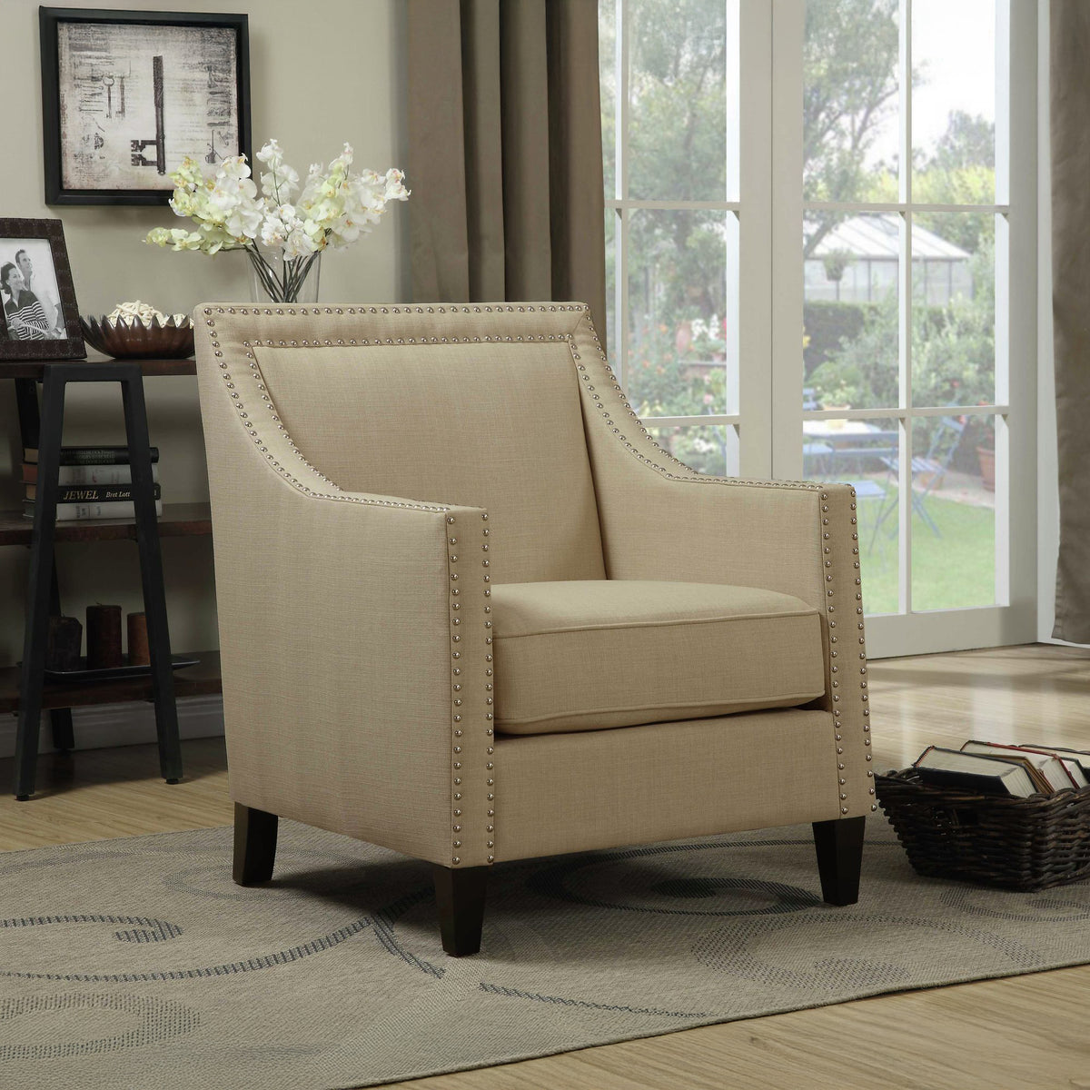 Erica Heirloom Natural Chair with Chrome Nails - Ornate Home