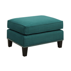 Erica Heirloom Teal Ottoman with Chrome Nails - Ornate Home