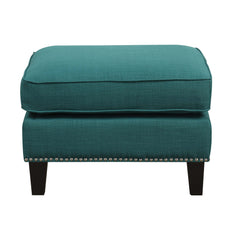 Erica Heirloom Teal Ottoman with Chrome Nails - Ornate Home