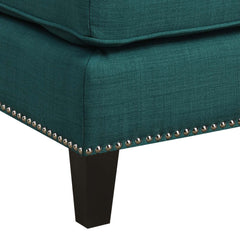 Erica Heirloom Teal Ottoman with Chrome Nails - Ornate Home