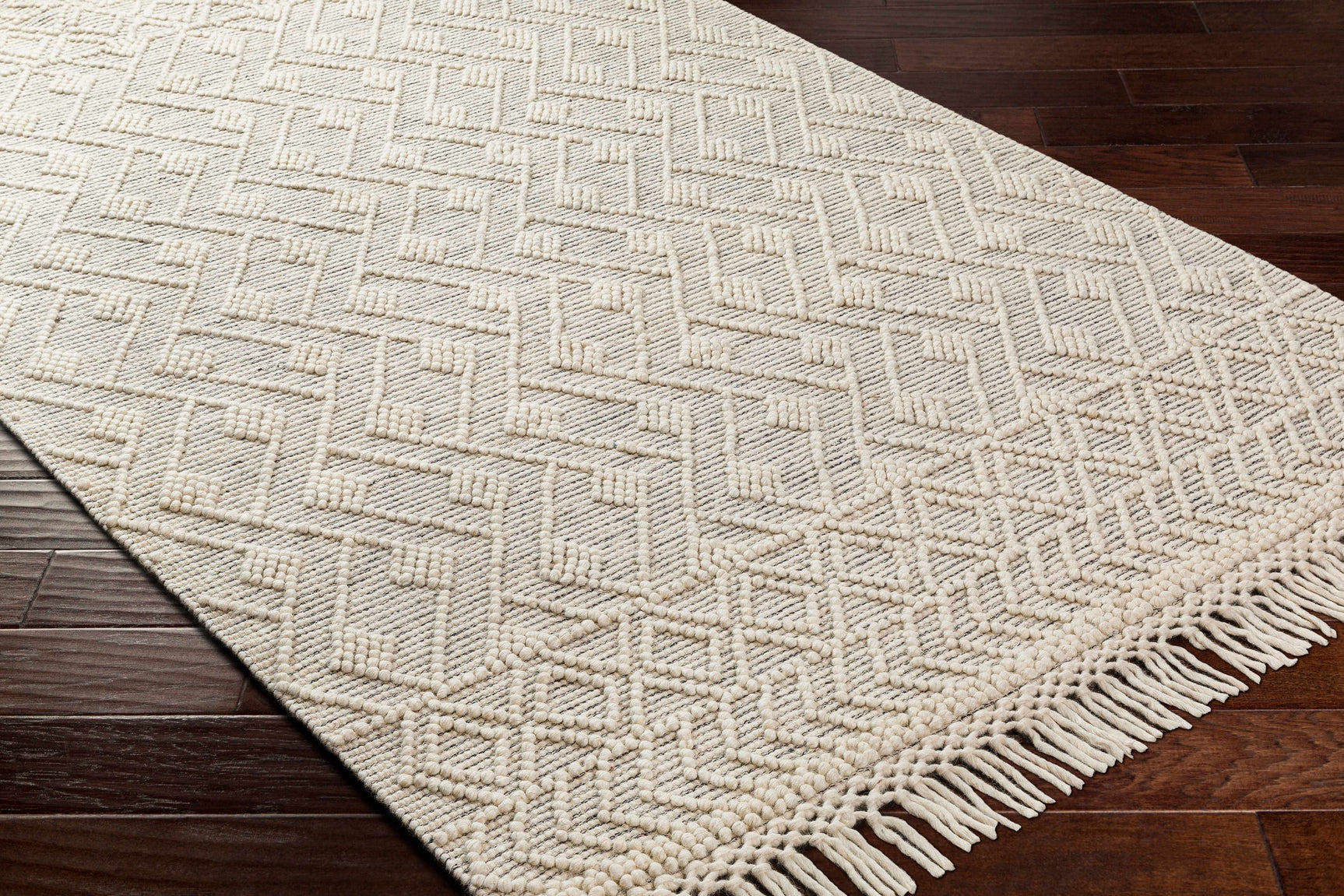 Erica Wool Rug with Tassels - Clearance - Ornate Home