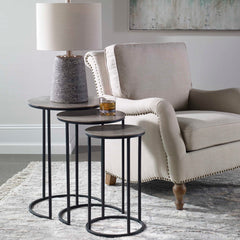 Erik Black/Gray Metal Nesting Tables (Set of 3) - Ornate Home