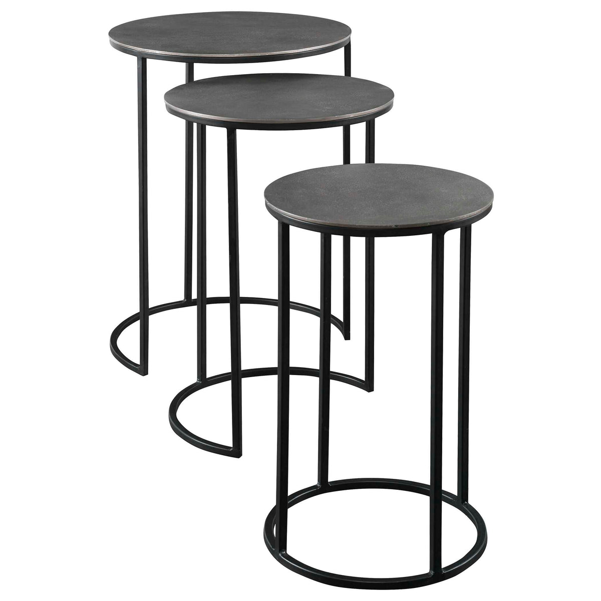 Erik Black/Gray Metal Nesting Tables (Set of 3) - Ornate Home