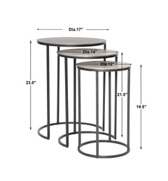 Erik Black/Gray Metal Nesting Tables (Set of 3) - Ornate Home