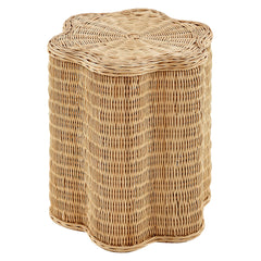 Erika Scalloped Natural Rattan Side Table - Ornate Home