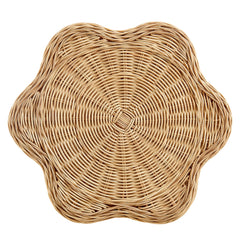 Erika Scalloped Natural Rattan Side Table - Ornate Home