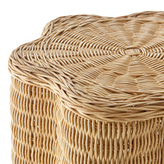 Erika Scalloped Natural Rattan Side Table - Ornate Home