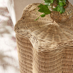 Erika Scalloped Natural Rattan Side Table - Ornate Home