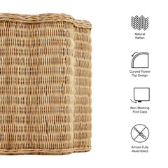 Erika Scalloped Natural Rattan Side Table - Ornate Home