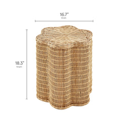 Erika Scalloped Natural Rattan Side Table - Ornate Home