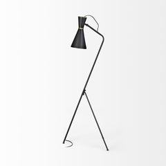 Eris Black/Brass Metal Cone Shade Floor Lamp - Ornate Home