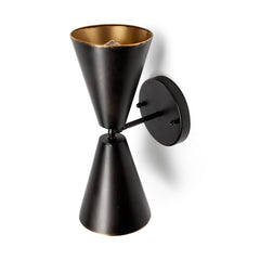 Eris Black/Gold Metal Double-Cone Wall Sconce - Ornate Home