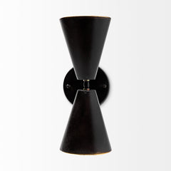 Eris Black/Gold Metal Double-Cone Wall Sconce - Ornate Home
