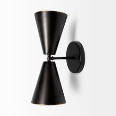 Eris Black/Gold Metal Double-Cone Wall Sconce - Ornate Home