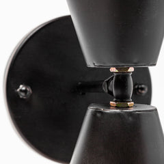 Eris Black/Gold Metal Double-Cone Wall Sconce - Ornate Home