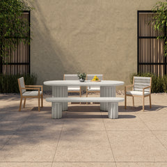 Eris White Outdoor Dining Bench - Ornate Home