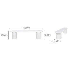 Eris White Outdoor Dining Bench - Ornate Home