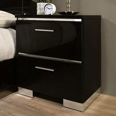 Erlach Black & Chrome 5pc Queen Bedroom Set - Ornate Home