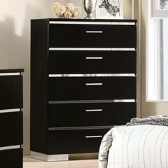 Erlach Black & Chrome 5pc Queen Bedroom Set - Ornate Home