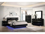 Erlach Black & Chrome 5pc Queen Bedroom Set w/ 2 nightstands - Ornate Home