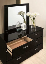 Erlach Black & Chrome 5pc Queen Bedroom Set w/ 2 nightstands - Ornate Home