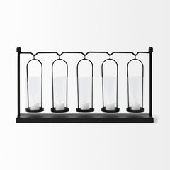 Erlen Black Metal Hanging Votive Five Candle Table Candle Holder