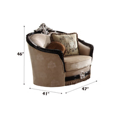 Ernestine Chair with 2 Pillows in Tan and Black - Ornate Home