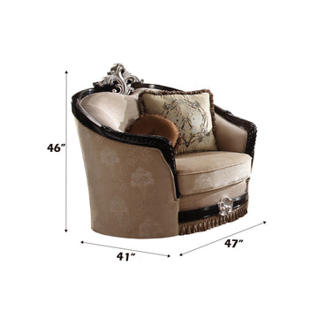 Ernestine Chair with 2 Pillows in Tan and Black - Ornate Home