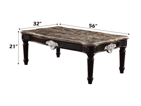 Ernestine Marble & Black Coffee Table - Ornate Home