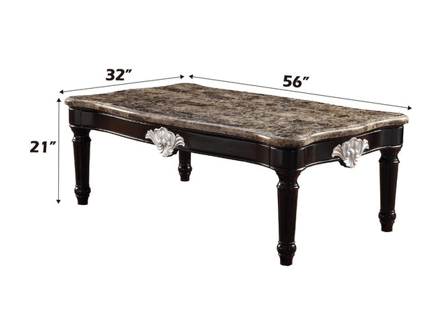 Ernestine Marble & Black Coffee Table - Ornate Home