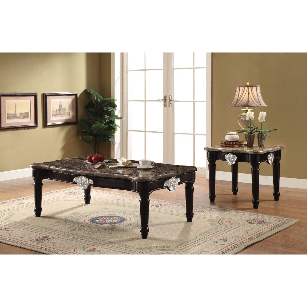 Ernestine Marble & Black Coffee Table - Ornate Home