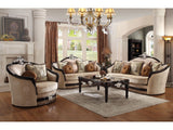 Ernestine Sofa with 7 Pillows in Tan and Black - Ornate Home