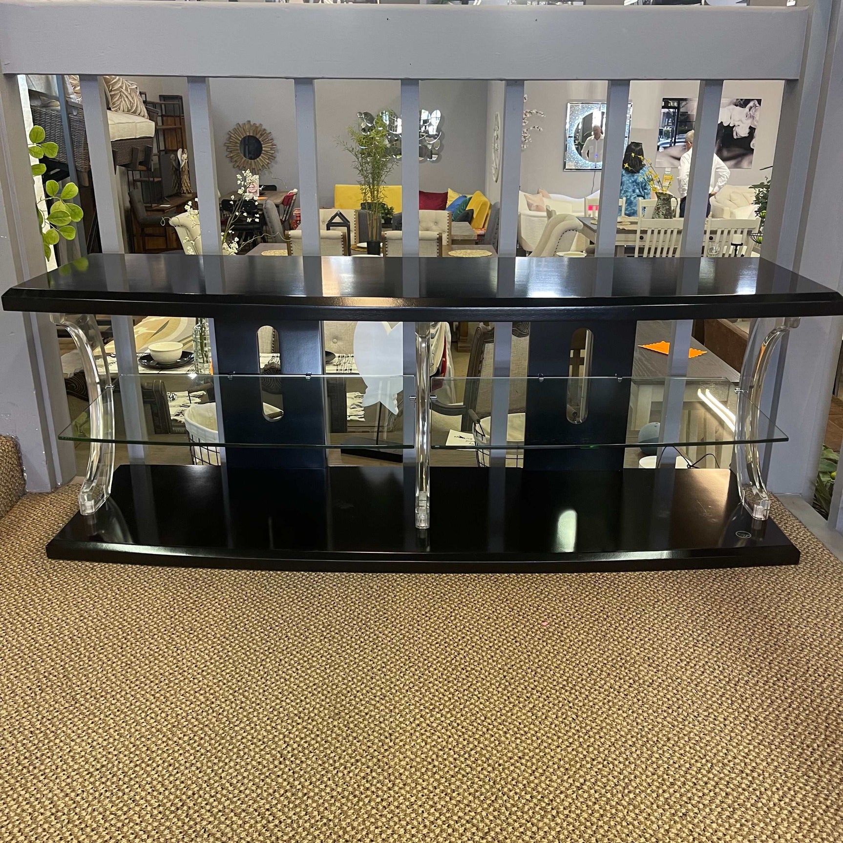 Ernst Black & Clear 60" TV Console w/ LED lights - Ornate Home