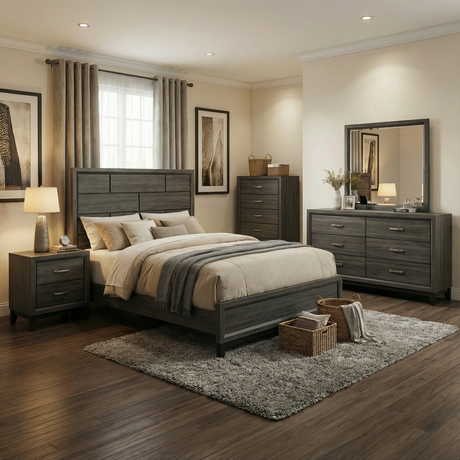 Errico Gray 4 Pc. Queen Bedroom Set - Ornate Home