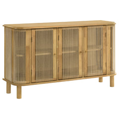 Ervine Natural 3-Door Rope Panel Sideboard Accent Storage Cabinet - Ornate Home