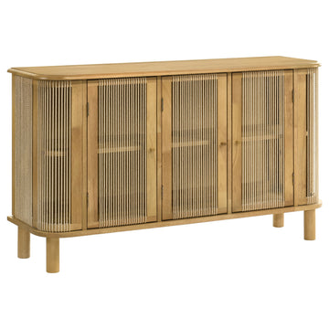 Ervine Natural 3-Door Rope Panel Sideboard Accent Storage Cabinet - Ornate Home