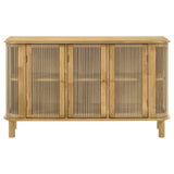 Ervine Natural 3-Door Rope Panel Sideboard Accent Storage Cabinet - Ornate Home