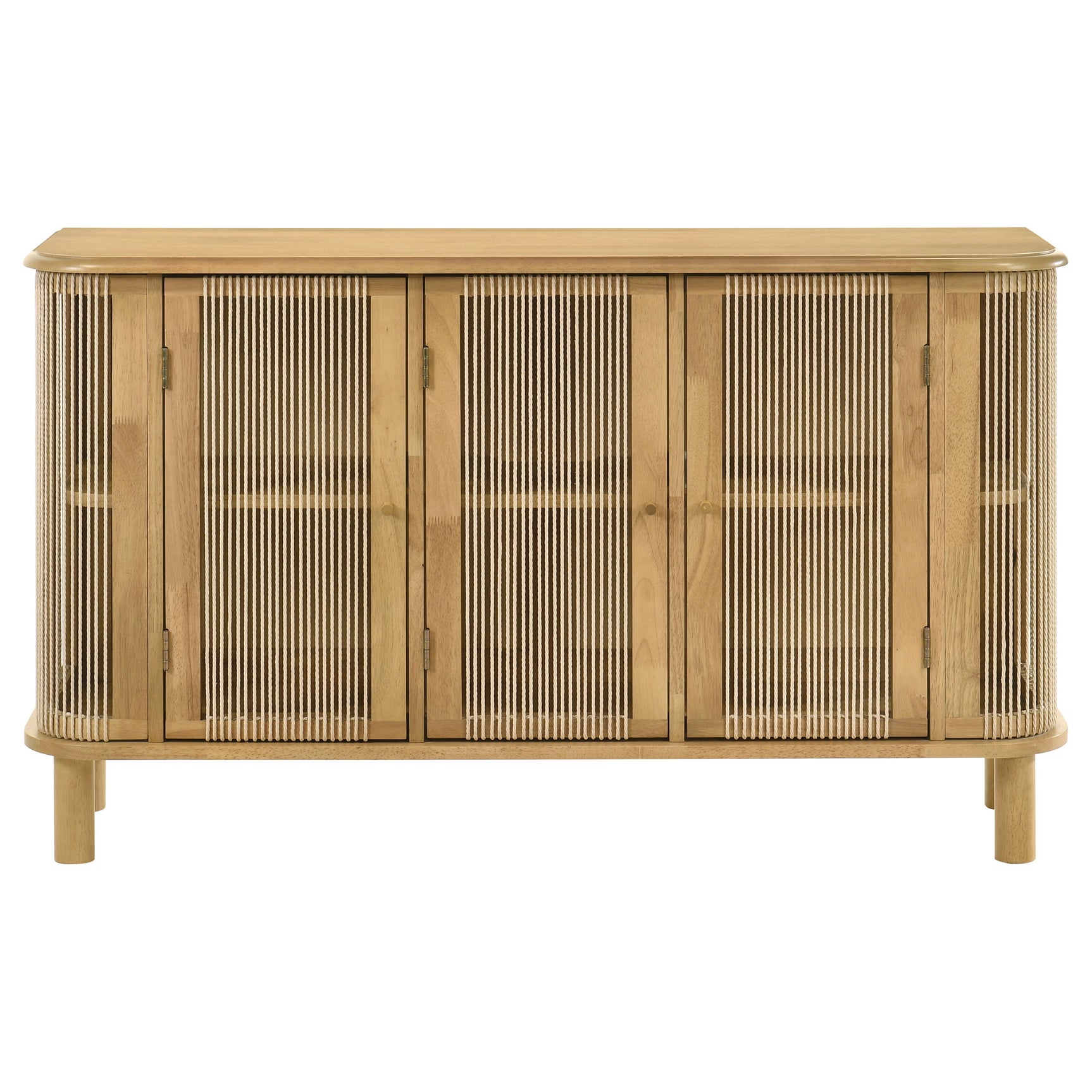 Ervine Natural 3-Door Rope Panel Sideboard Accent Storage Cabinet - Ornate Home