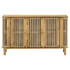 Ervine Natural 3-Door Rope Panel Sideboard Accent Storage Cabinet - Ornate Home