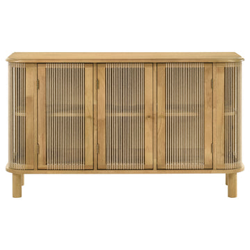 Ervine Natural 3-Door Rope Panel Sideboard Accent Storage Cabinet - Ornate Home