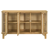 Ervine Natural 3-Door Rope Panel Sideboard Accent Storage Cabinet - Ornate Home