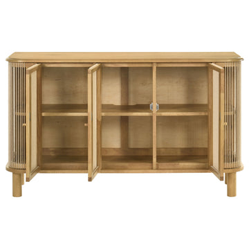 Ervine Natural 3-Door Rope Panel Sideboard Accent Storage Cabinet - Ornate Home