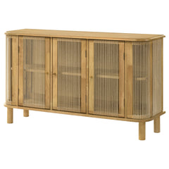 Ervine Natural 3-Door Rope Panel Sideboard Accent Storage Cabinet - Ornate Home