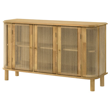 Ervine Natural 3-Door Rope Panel Sideboard Accent Storage Cabinet - Ornate Home